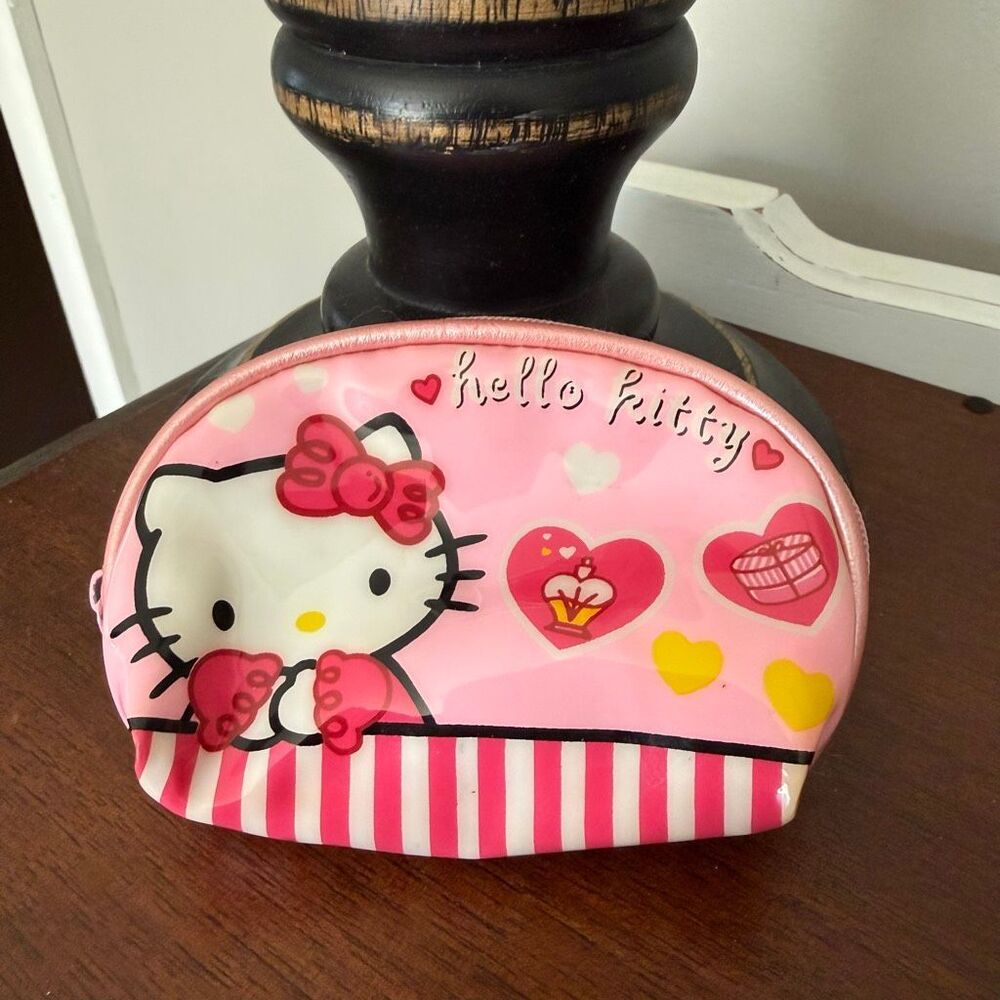Y2K Hello Kitty Kawaii Pink Mini Pouch Cosmetic Bag Sanrio Hearts Bow